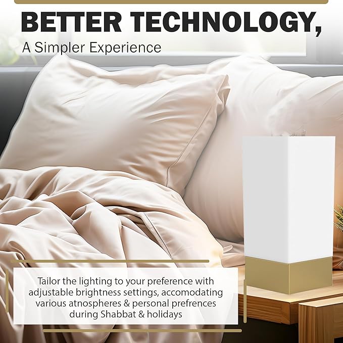 Enlighten Enlighten Shabbos Lamp, Kosher lamp for Shabbat & Yom Tov, Gold Table Lamps and Nightlight for Bedroom Living Room, LED Dimmable Square Table lamp, (10W Eqv 75W, 730LM, 3500K,) photo 3