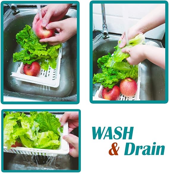 Refrigerator Shelf Organizer Bins, 3 Pack Retractable Pull-Out Refrigerator Storage Box, Drawer Refrigerator Storage Bin, Fridge Shelf Holder Storage Box, Small Size, Fit for Fridge Shelf Under 0.6 In