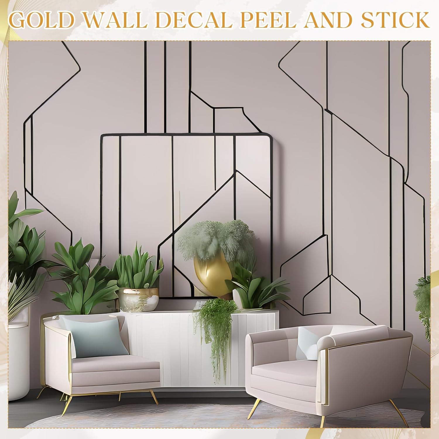 Hoolerry 24 Pcs Black Wall Decals Peel and Stick 70.8 x 1.2 Inch Black Tape for Wall Decor Metallic Line Adhesive Tile Stickers Mirror Stickers Graphic Tape for Home Crafts Decoration