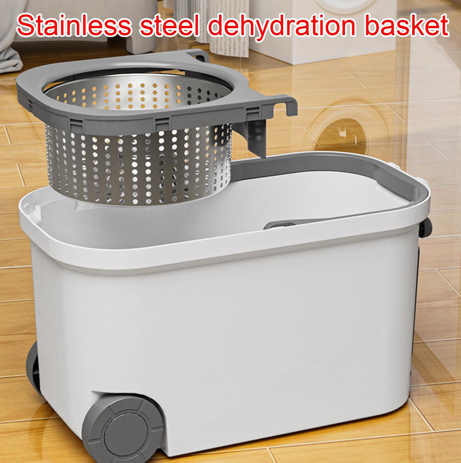 Doble-Drive Spin Mop con Extra-Grandes Rodillos, Manos Libres Auto-Wiping Mop, Lavable Cabezas de Repuesto, Limpieza sin Esfuerzo para Pisos