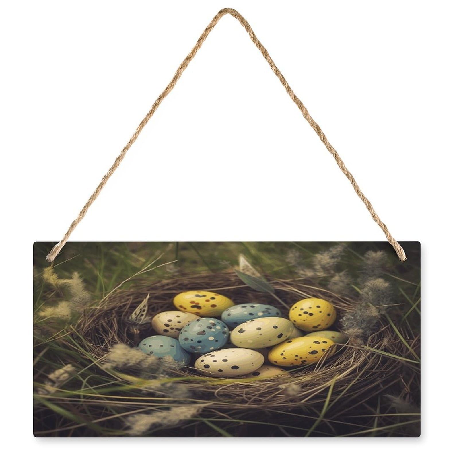 Fodpand Style Eggs In Grass Nest Wall Art Wooden Hanging Sign Decor, Artwork For Wall Decoration, Funny Plaque For Bedroom Kitchen Living Room Home Decoration 9.8 X 4.9 Inch