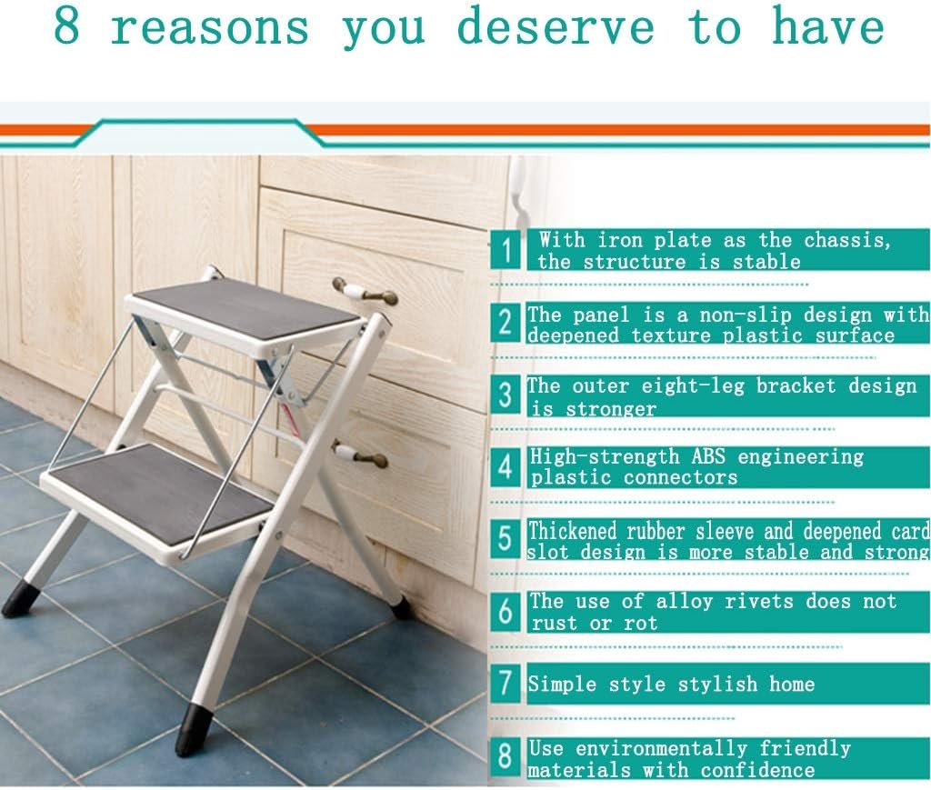 Step Ladders Two-Step Ladder, Bathroom Storage Rack, Foldable Balcony Flower Stand, Kitchen Step Ladder, for Indoor and Outdoor Telescopic Ladder (Color : Style2)