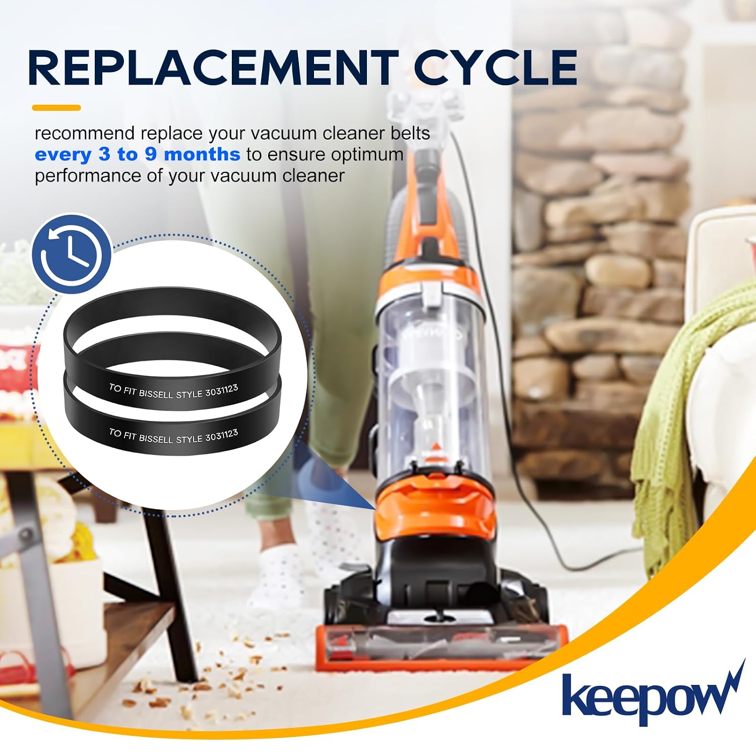 KEEPOW Vacuum Belt Compatible with Bissell Cleanview Bagless Upright Vacuum