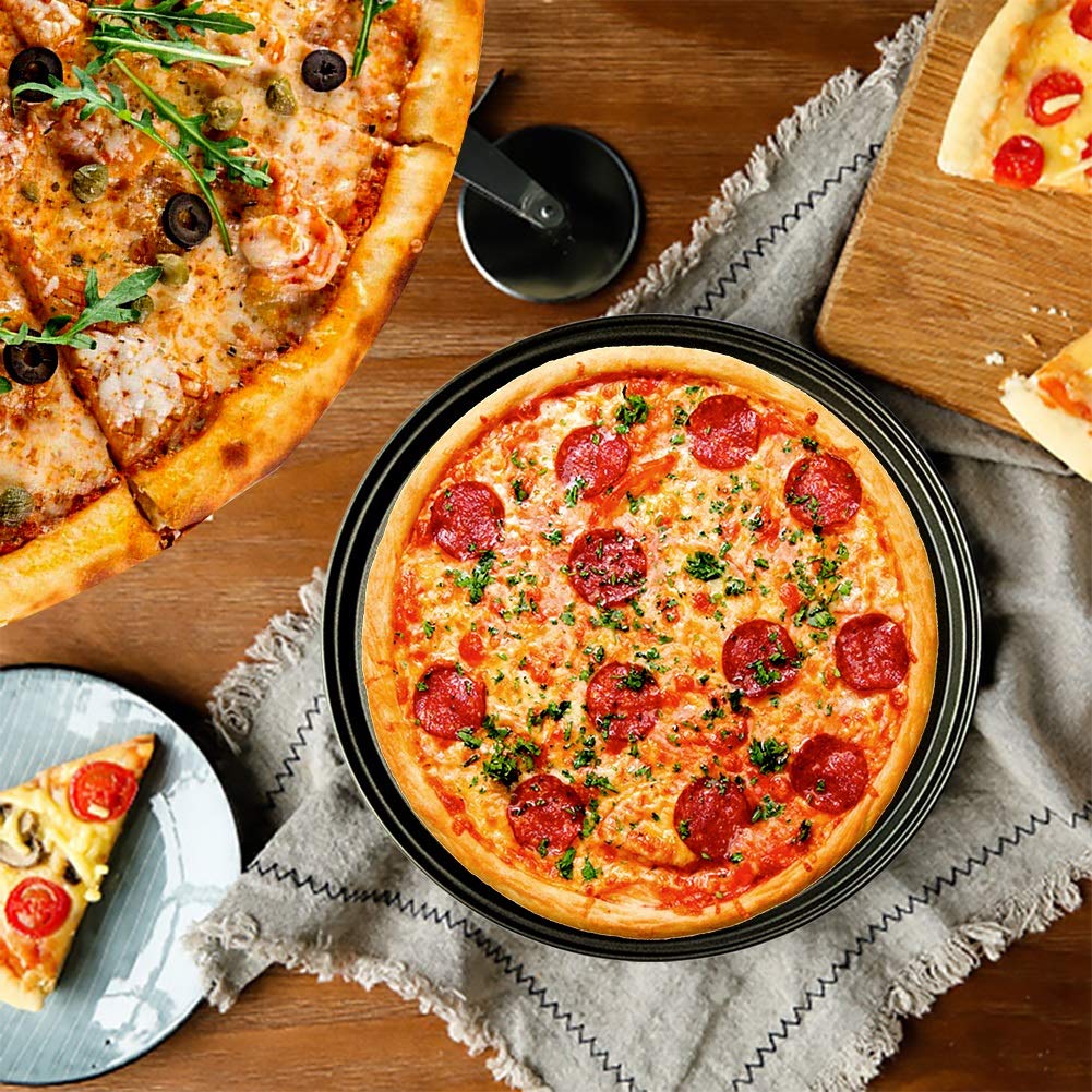 Tacka do pizzy, patelnia do pizzy, 26/28/32cm Stal węglowa Nieprzywierające kamienie do pizzy Patelnia do pizzy Taca do pieczenia pizzy Taca siatkowa Taca talerzowa Naczynia do pieczenia Narzędzia do
