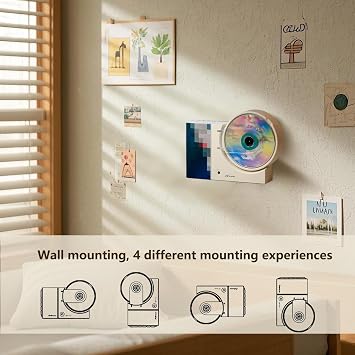 NEW/Mini Portable Retro CD Player, 4000mAh Bluetooth CD Player HiFi Sound Speaker Wall Mountable & Desktop CD Music Player with Remote Control Support USB/AUX 3.5mm for Home, Kids, Kpop, Gift