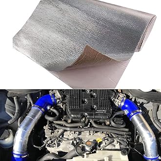 Ummickl 12'' X 48''Aluminized Heat Shield Mat Thermal Barrier Adhesive Backed Heat Blanket, Fiberglass Insulation Reflective Material High Temp Protection