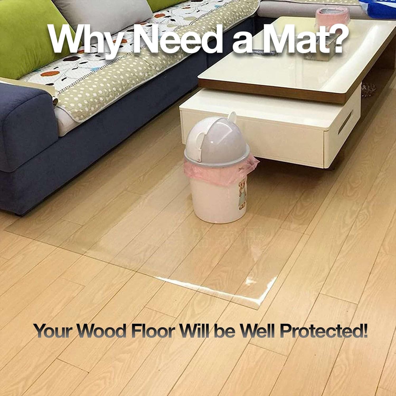 Protector antideslizante de PVC transparente para baldosas de parquet (40 x 40 cm)