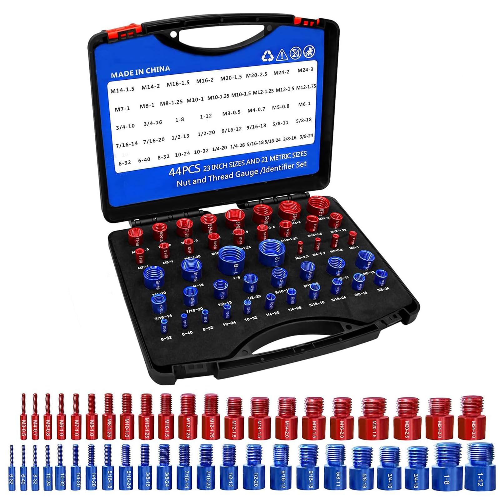Msioytog 44Pcs Stainless Steel Nut And Bolt Thread Checker Bolt Sizing Gauge Set For Mechanical Repair And Diyer Projects Metric Thread Tester