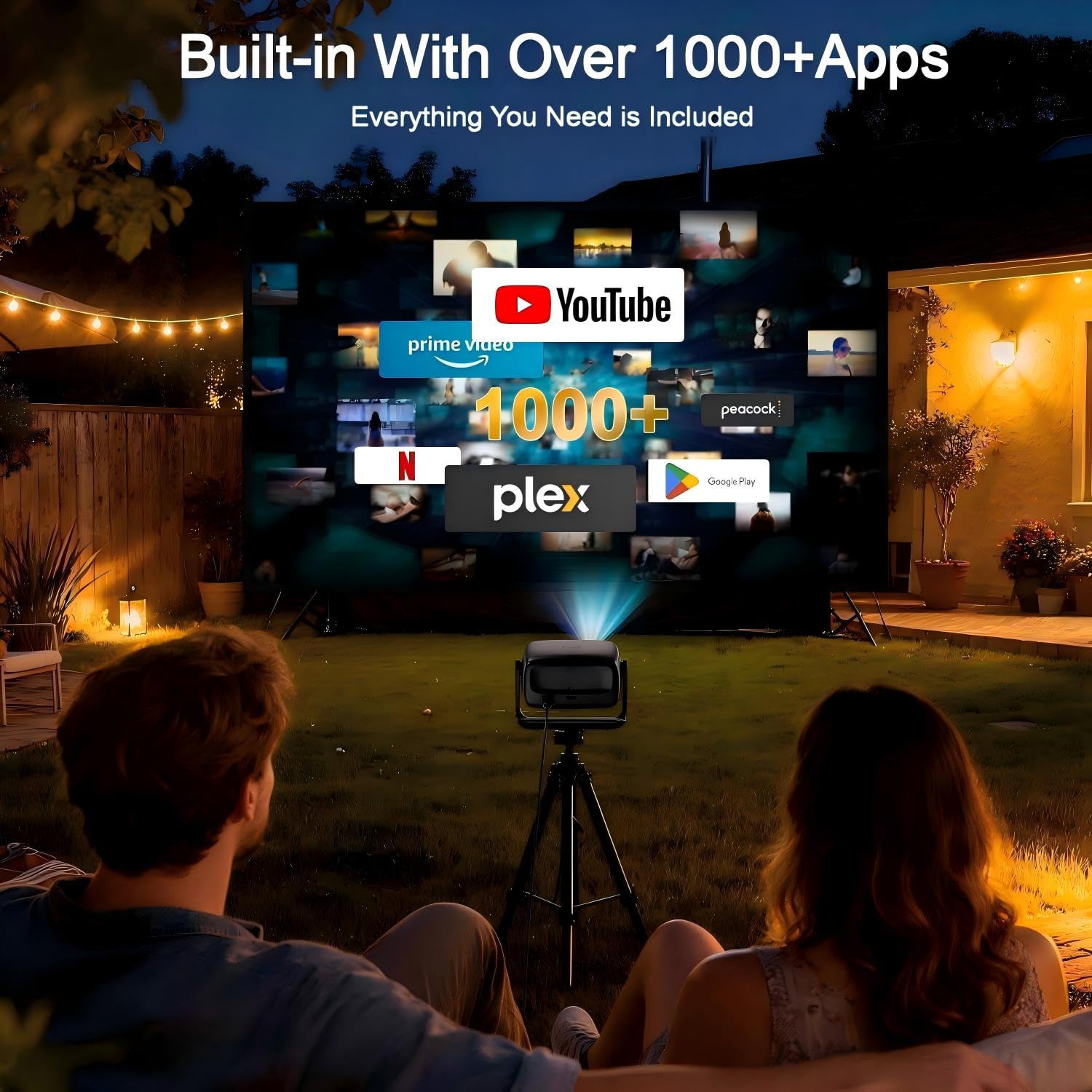 Proyector 4K, Proyector Portatil WiFi 6 y Bluetooth 5.4, 30000 Lúm Projector de Cine Soporte Enfoque Automático y Rotación 180°, Projector para Teléfono/TV Stick/PC/PS5