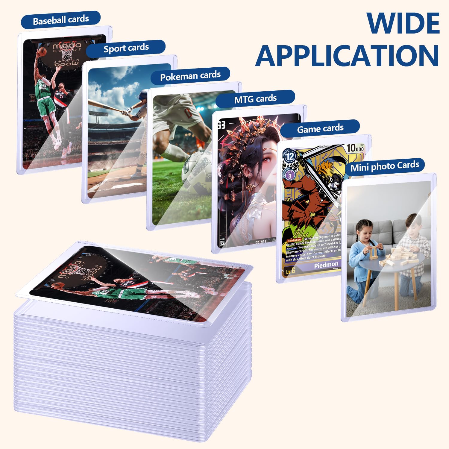 32 unidades de carga superior para tarjetas, fundas rígidas EDUDIIU de 35 puntos, fundas para tarjetas de 3 x 4 pulgadas, plástico duro