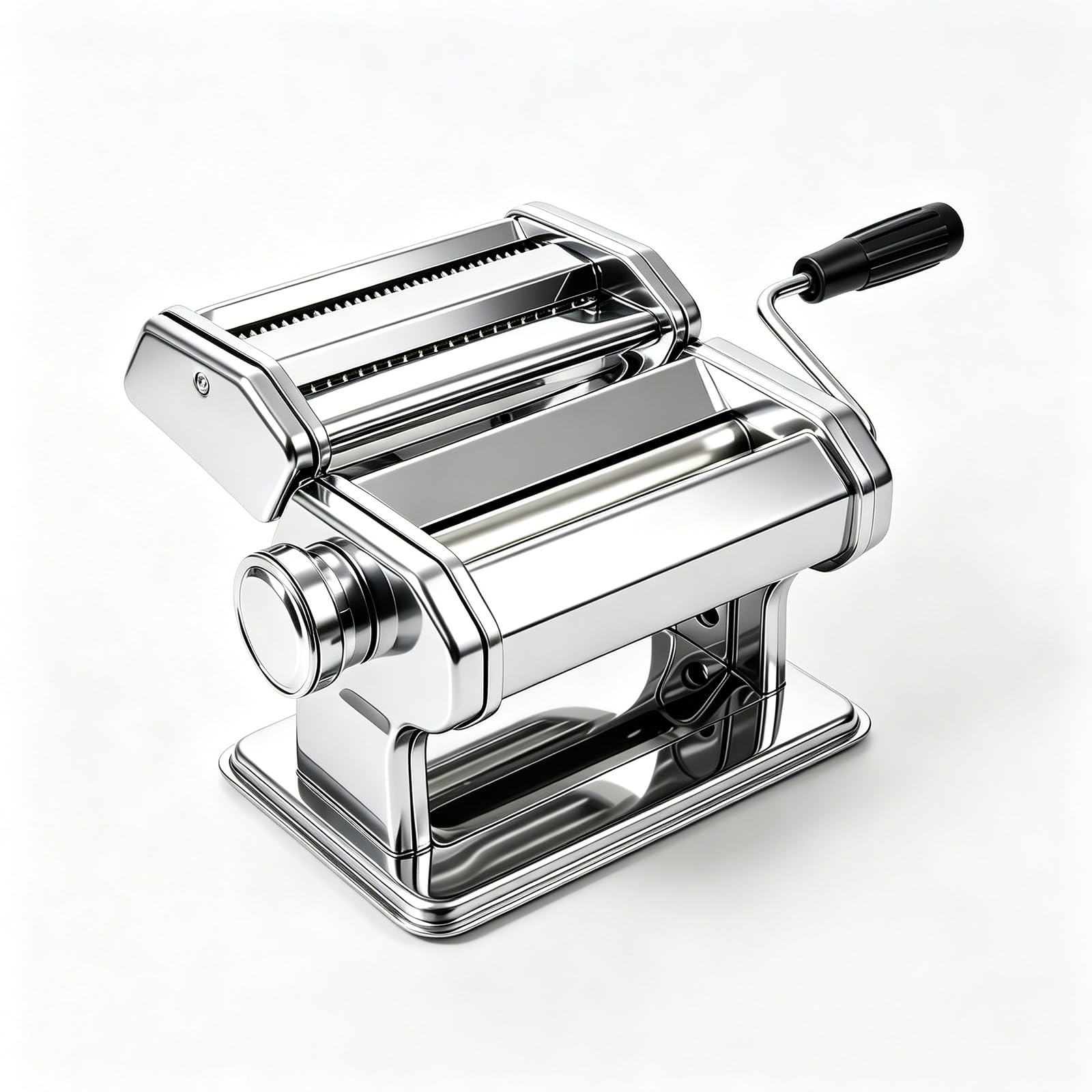 Nudelmaschine Pasta Maker 150 Aluminiumlegierung mit 9 Einstellbaren Stärkeeinstellungen und 2 Schneidern, Nudelmaschine Manuell für Spaghetti, Fettuccini, Lasagne, Geschenk (Silber)