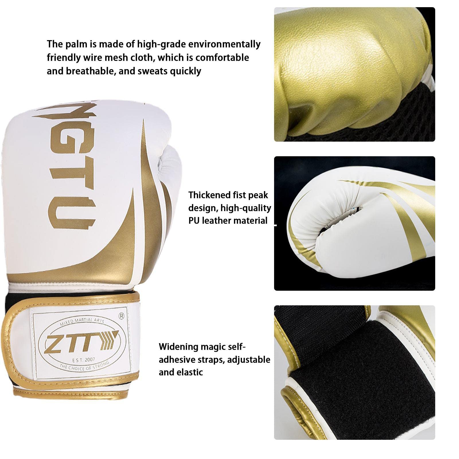 Guantoni da boxe e kickboxing con supporto lungo per il polso per sacco da boxe pesante e allenamento di boxe con palmo ventilato e cuscinetti multistrato MMA palestra fitness uomo donna