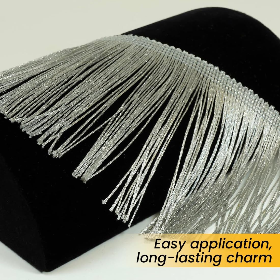 Trims by the Yard 4" Glitter Chainette Fringe Trim | Metallic Silver | (per Yard)