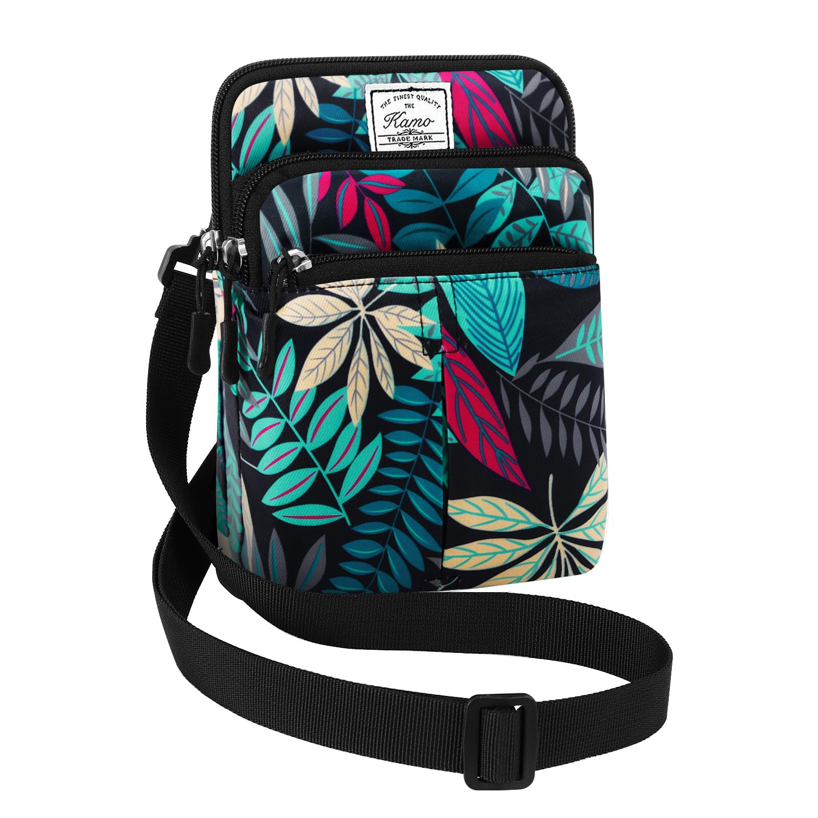 KAMO Multifunction Phone Waist Bag - One Shoulder Diagonal Cross Bag, Smart Case, Outdoor Triple Zip Hipster Crossbody Purse for Women & Men