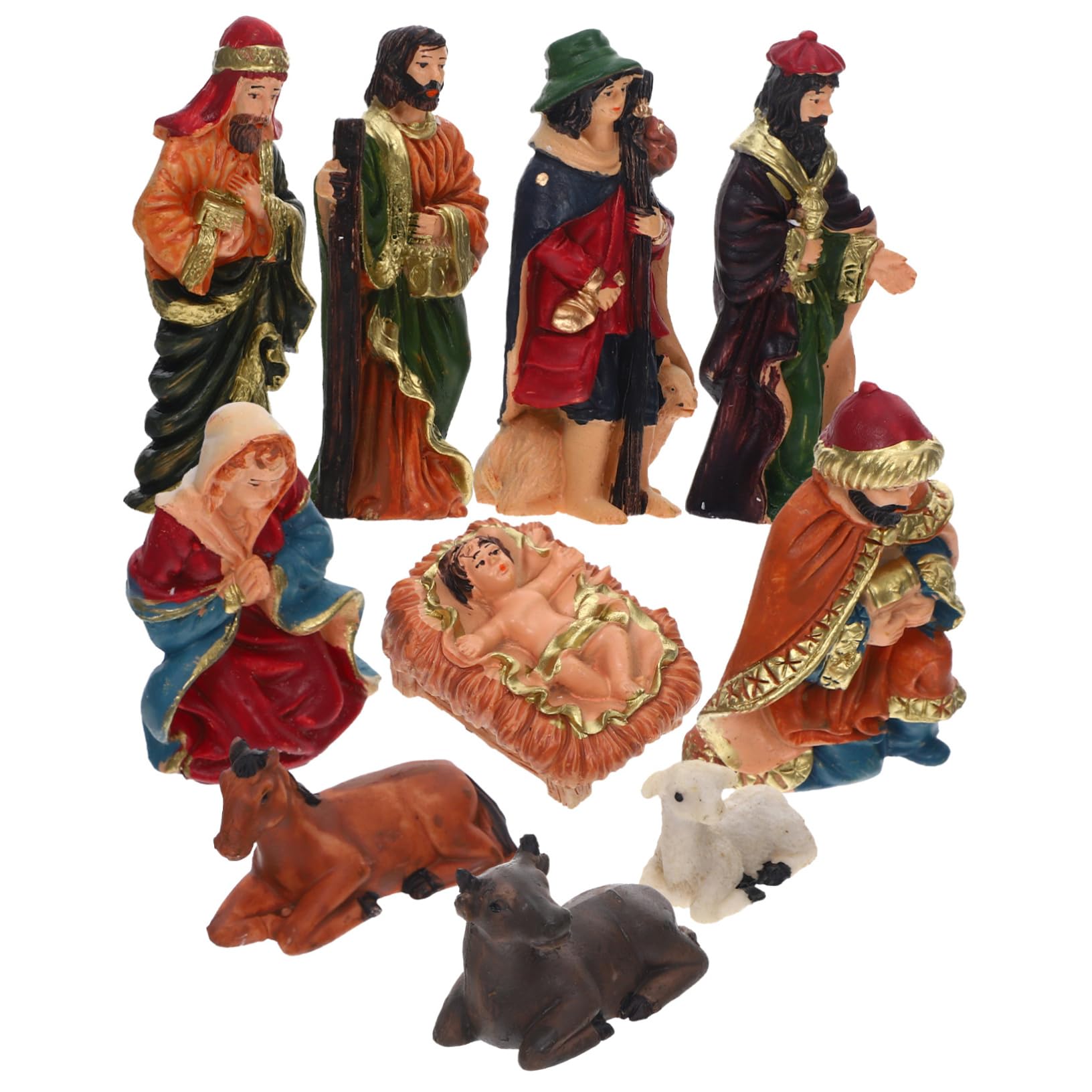 TOPBATHY 2 Juegos de Estatuas de Resina del Nacimiento de Jesús Pesebre para Navidad Juego de Figuras Decorativas de La Natividad