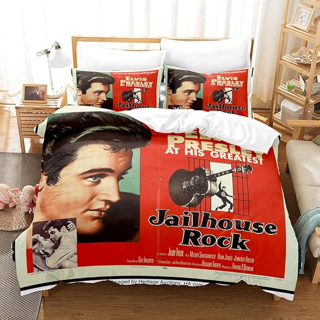 PTNQAZ Elvis Presley Bedding Set 3D Printed Comfortable Duvet Cover Set With Pillowcases Bed Set Bed Linen Bedclothes Home Textile (Double,1)