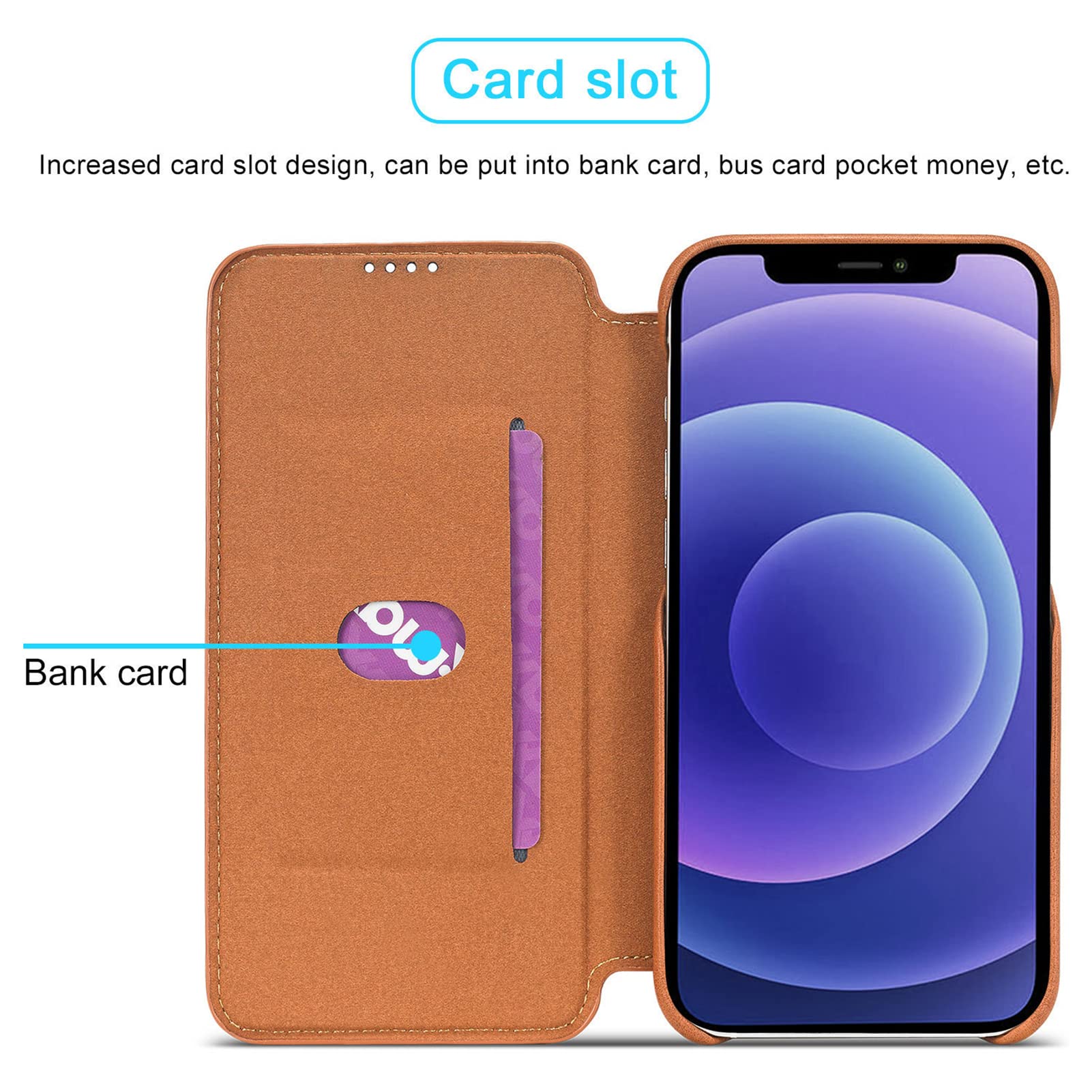 SURAZO Custodia di alta qualità per Apple iPhone 14 Pro Max, in vera pelle, con magnete, scomparto per carte di credito, protezione RFID, motivo floreale, colore: marrone