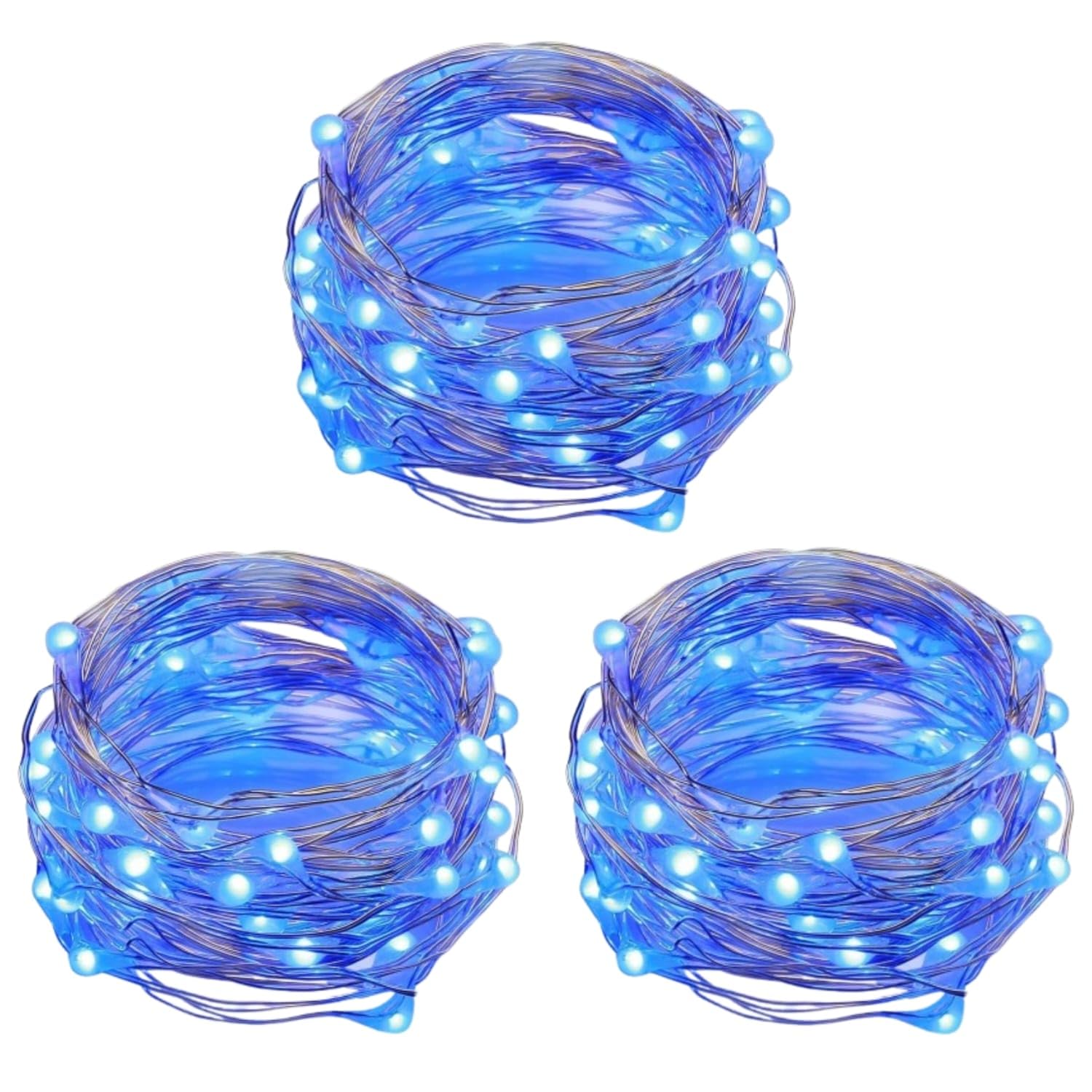 AAN USB Powered Fairy LED Lights Indoor Decorative String Lights Waterproof Copper Wire Firefly Lights for Jars, Christmas Tree Decoration, Birthday Party and More Blue (5M/16 Ft. (Pack of 3))