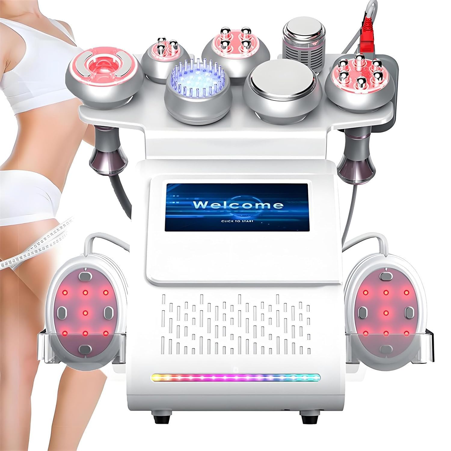 9 En 1 Radiofrecuencia Eliminación de Grasa Corporal Fotorrejuvenecimiento Máquina de Cavitación de 80k Máquina de Pérdida de Peso Dispositivo de Belleza Antiarrugas
