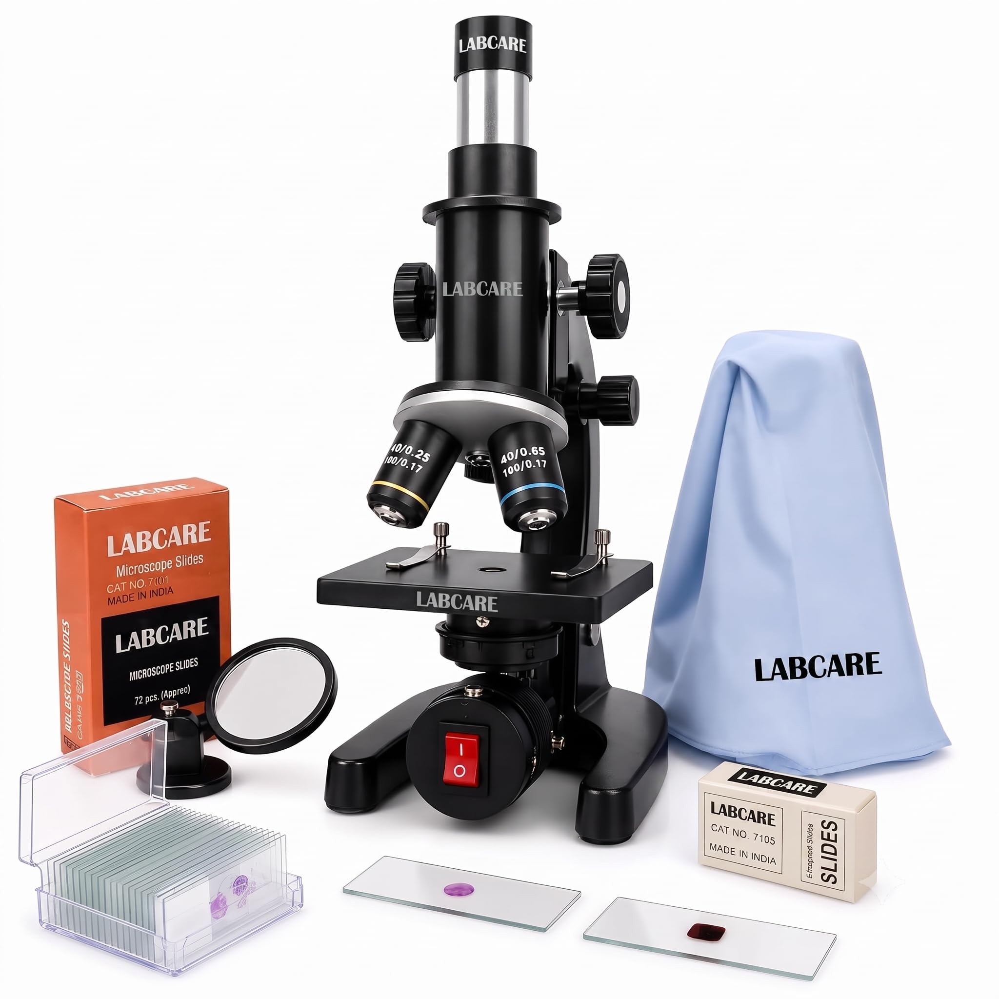 LABCARE Black Compound Student Microscope With 10X & 45X Objective and 10X & 15X EYEPIECE ISO 9001:2015 CERTIFIED,GOVT. APPROVED BRAND-picture-11
