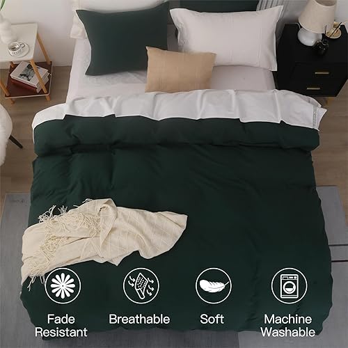 Miniatura 3 de Green Duvet Cover Queen Size - Ultra Soft and Breathable Bedding Comforter Cover Set, 3 Pieces, 1 Duvet Cover 90x90 Inches with Zipper Closure and 2