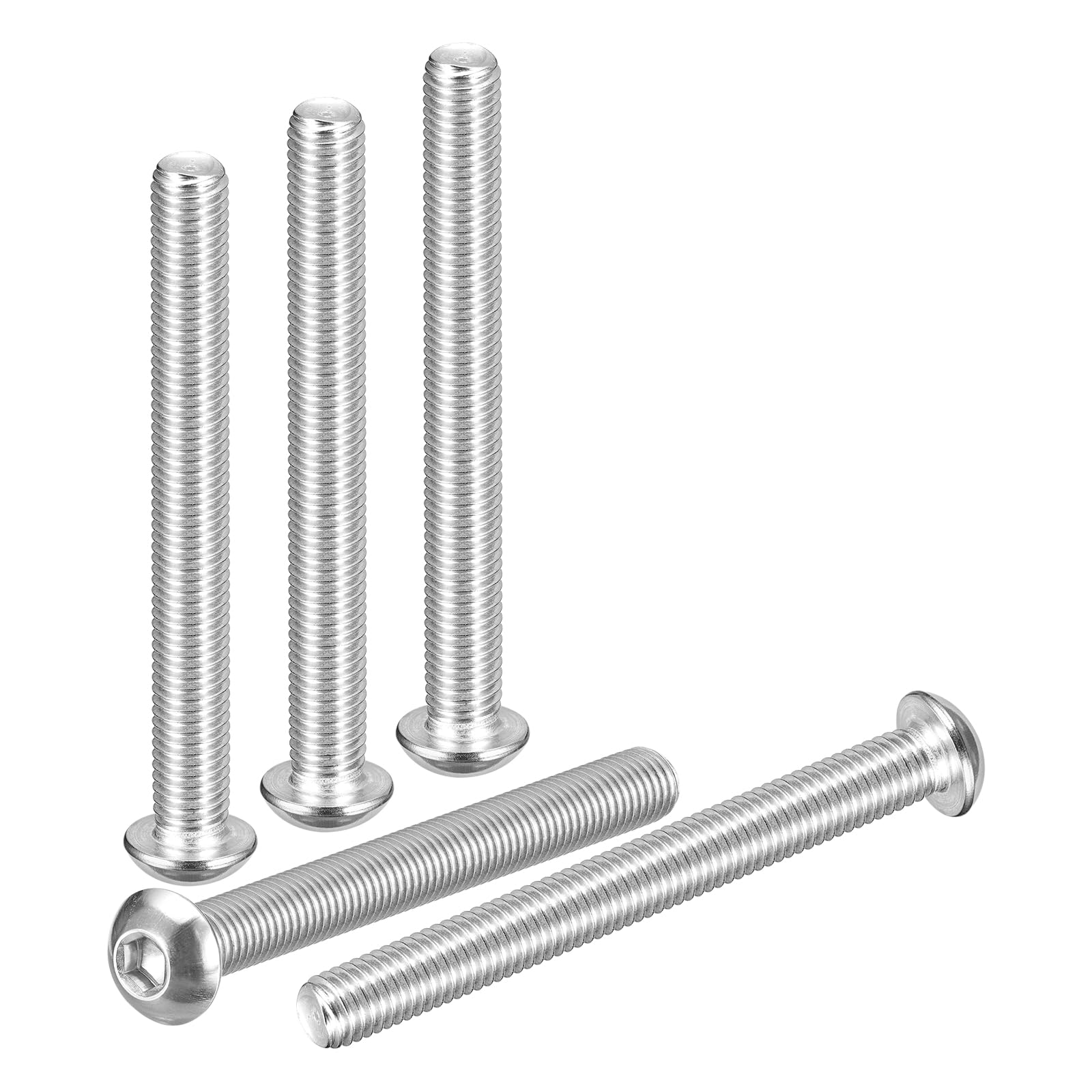 DTGN M10-1.5x95mm Button Head Socket Cap Screws - 8Pack - Good for Road Bicycle, Mountain Bike, Auto, Motorcycle - 304 Stainless Steel Whitewashed - Hex Socket Drive Fasteners โ image 1