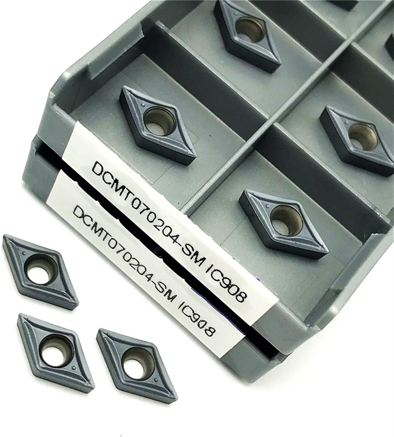 10PCS Internal Turning Tool Carbide Insert Cutting Tool CNC Lathe Tool Turning Insert (Angle : DCMT070204 SM IC907, Shank Diameter : 10PCS)