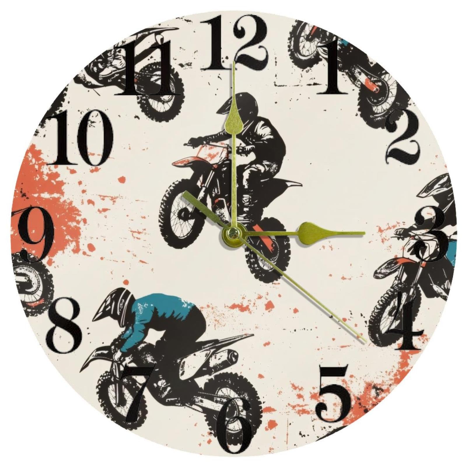 Horloge murale à quartz silencieuse ronde à piles pour salon