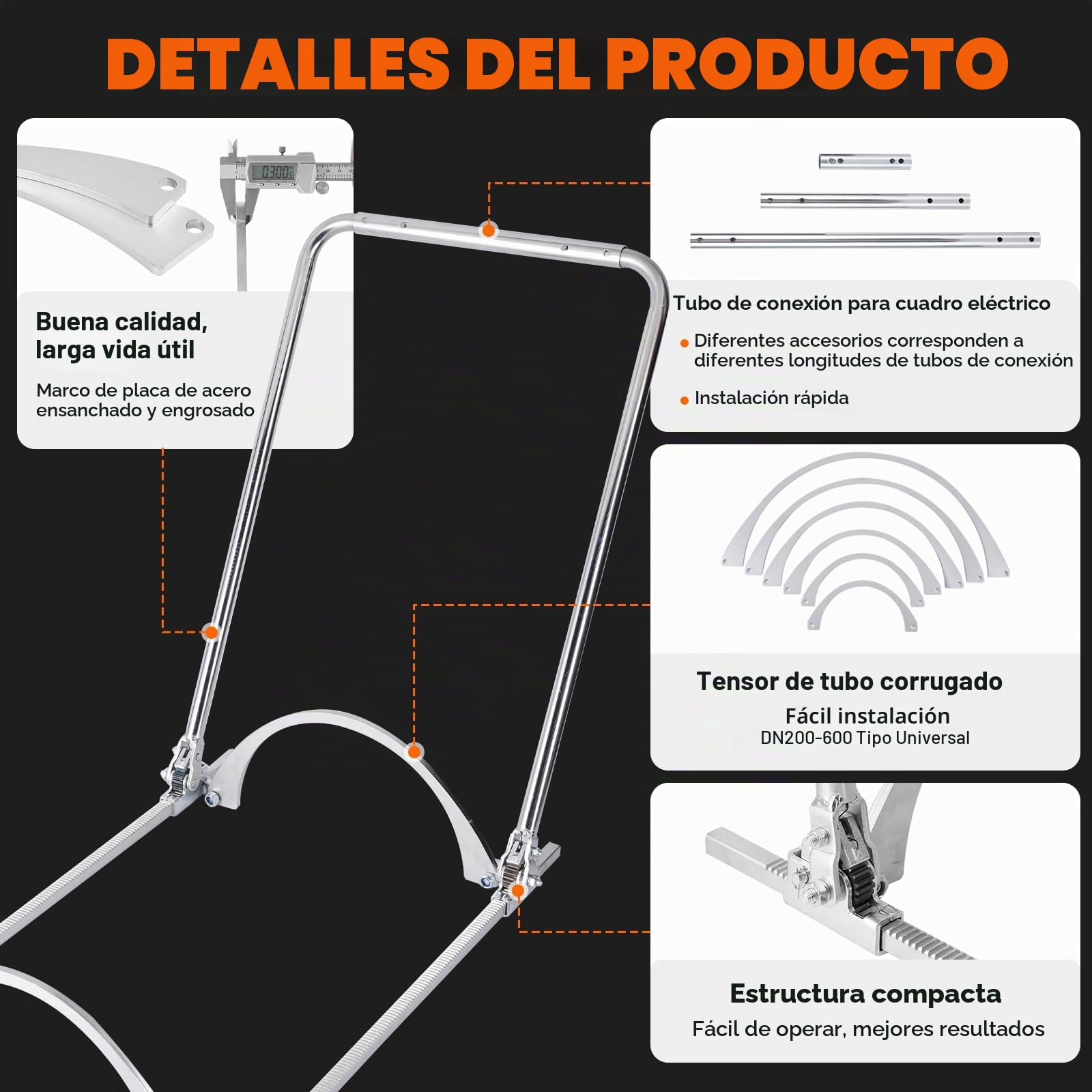 YUCHENGTECH 200-600mm Tensor para Tuberías Corrugadas de HDPE Herramienta de Montaje de Tubo para Proyectos de Drenaje, Alcantarillado y Construcción