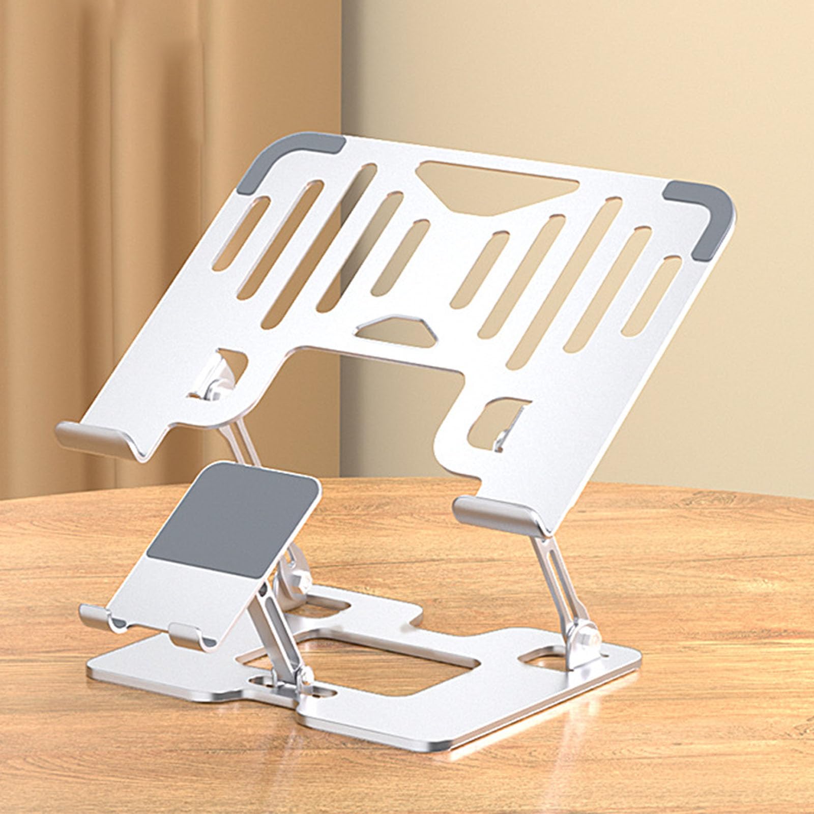 Soporte ajustable para laptop, soporte plegable de acero al carbono, elevadores de escritorio para dispositivos de 10 a 17.3 pulgadas, diseño ergonómico de refrigeración