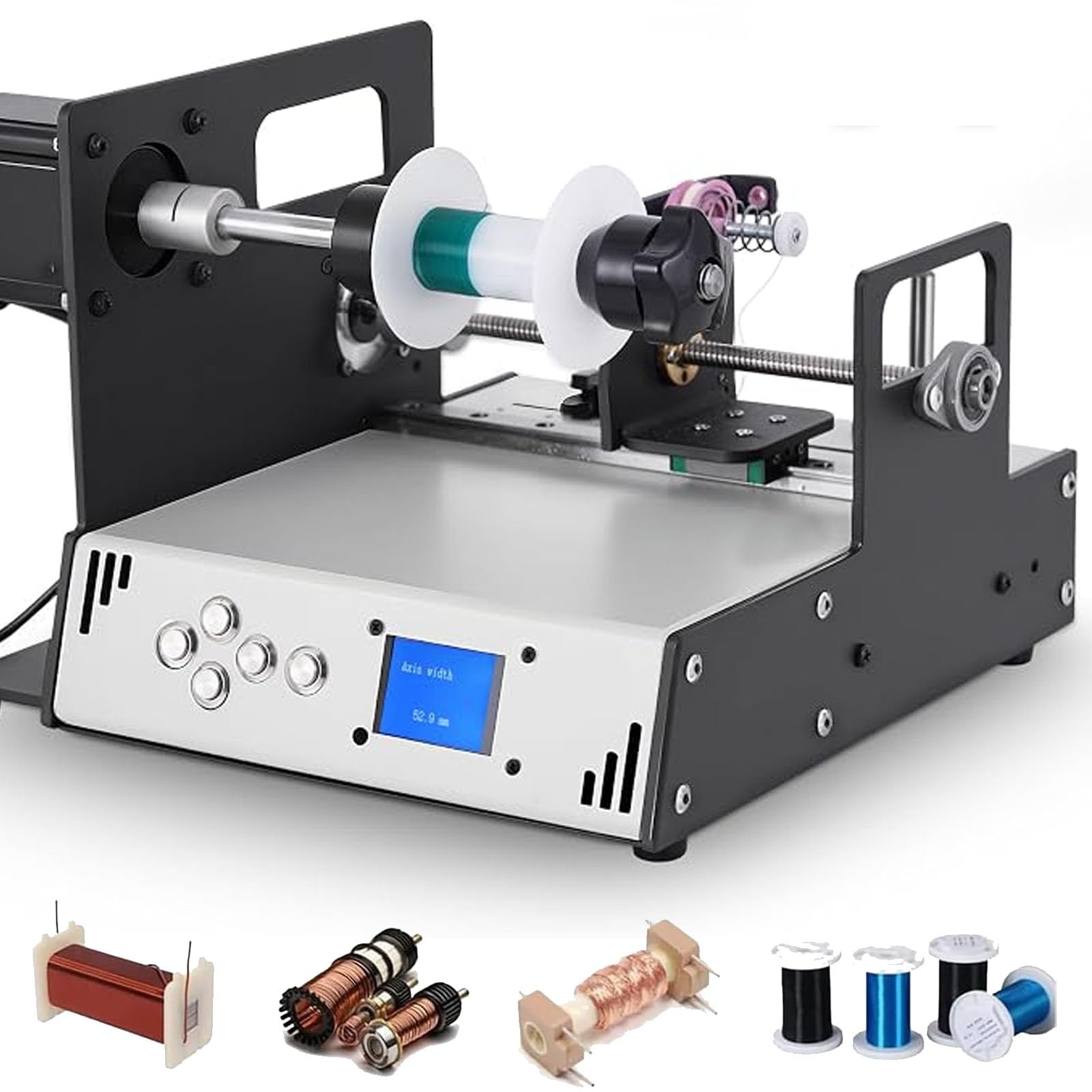Avvolgitrici Automatiche Industriali per Fili, Macchine Avvolgitrici con Schermo LCD, Precisione 0,01 Mm, velocità Regolabile da 120 A 900 Giri/min, Coppia di 2,3 NM, per Fili Metallici, Lenze da