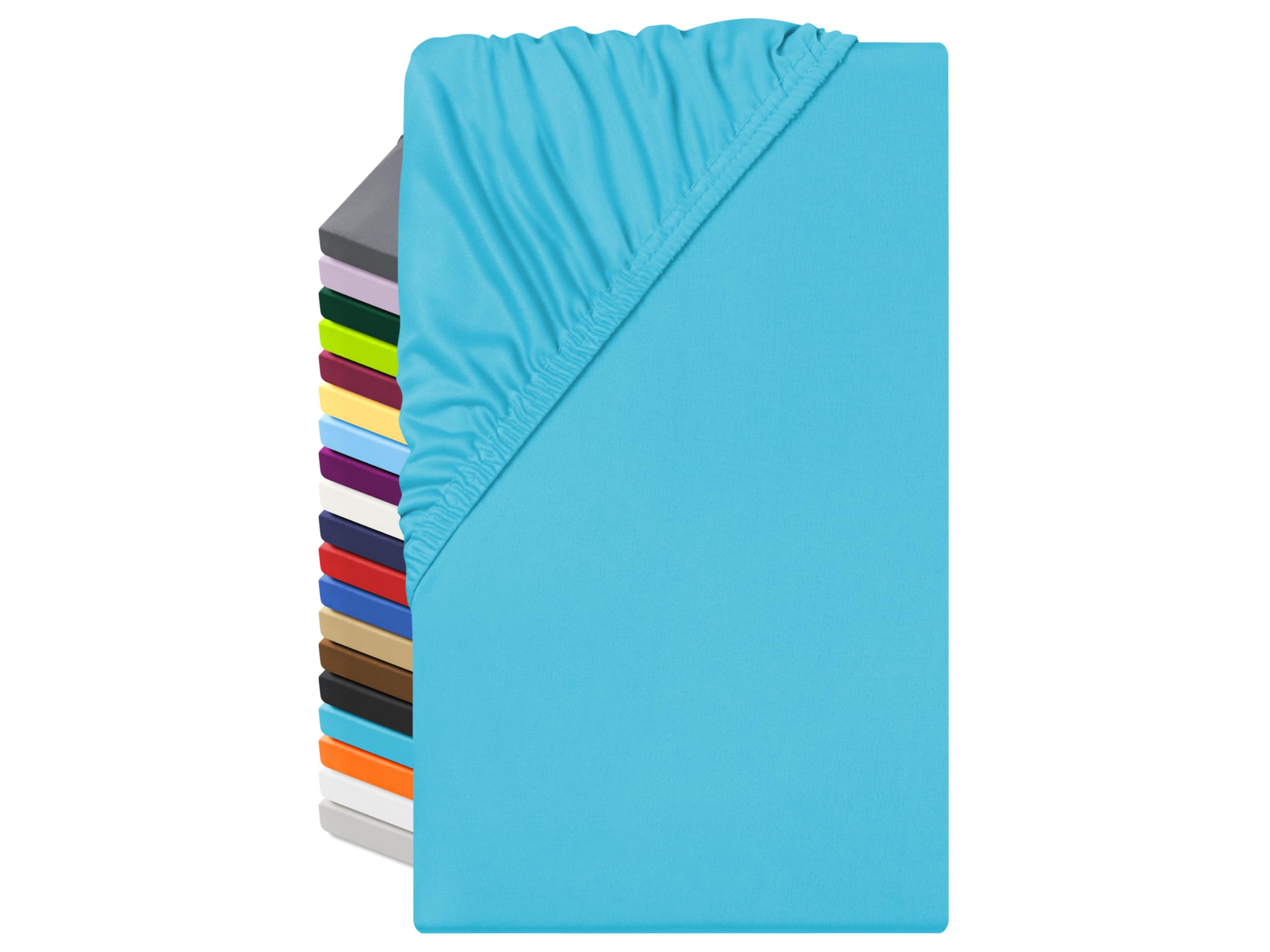 npluseins Microfibre Fitted Sheet - Breathable and Suitable for Allergy Sufferers 1519.2192, 140 x 190-200 cm, turquoise