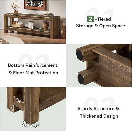 Miniatura 7 de Soporte de TV de madera maciza de 70.9 pulgadas, soporte de TV de granja para televisores de 65708085 pulgadas, centro de entretenimiento con