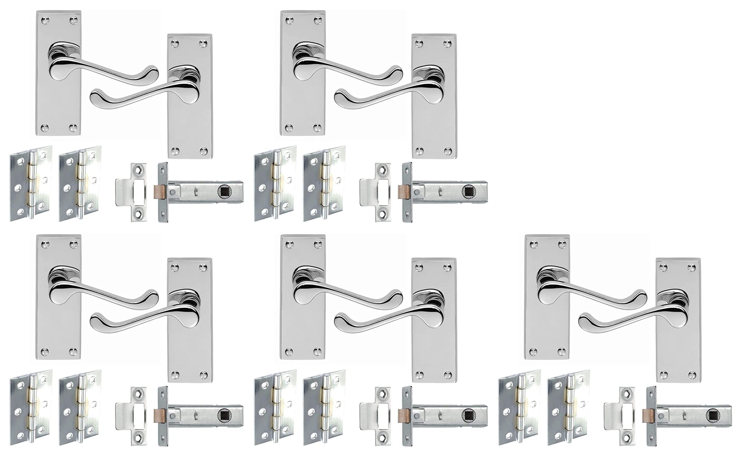 Haven Heritage ® Internal Door Handles Victorian Scroll Lever Latch in Polished Chrome Inc Tubular Latch & Hinges - Back Plate Size 118mm x 40mm. Sold in Pairs 5