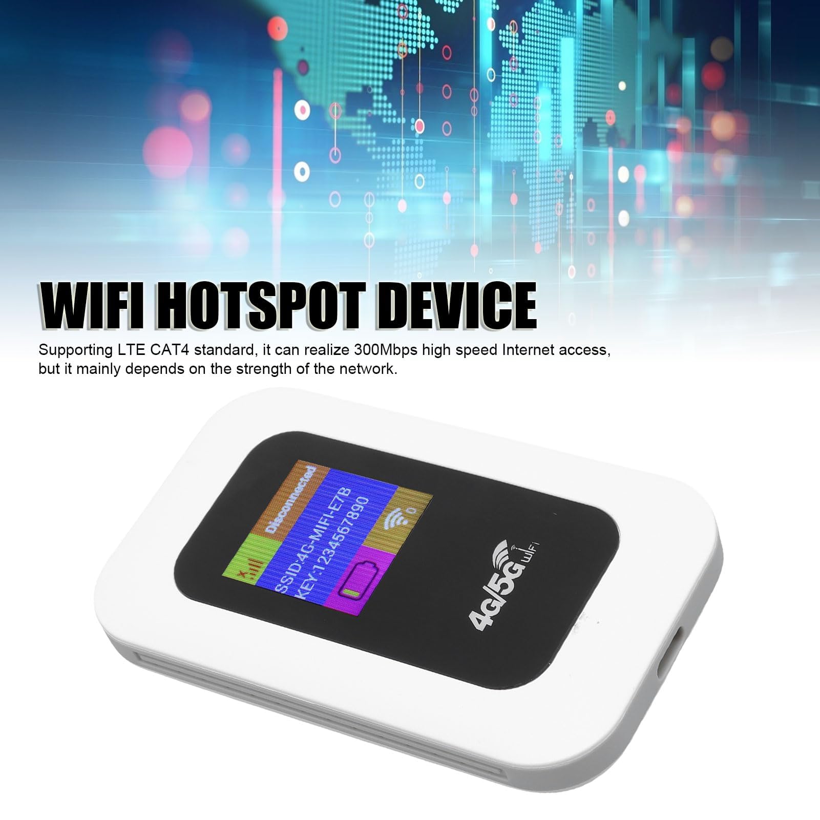 Ejoyous Hotspot mobile, WiFi 5G 300Mbps Plug and Play Slot per scheda SIM Router WiFi WiFi portatile Fino a 10 utenti WiFi