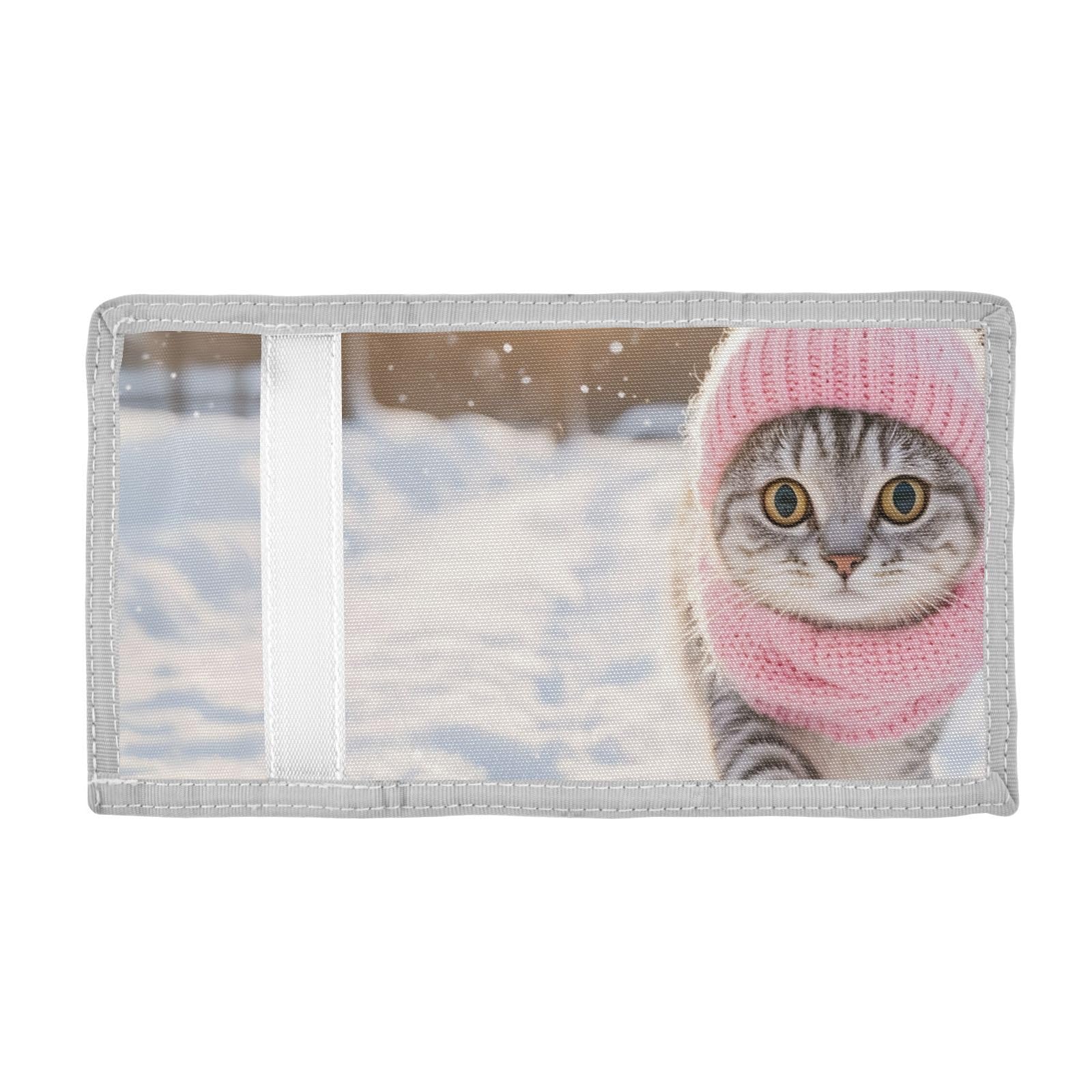 FOLIOSA Kids Wallet for Boys Girls Snow Field Cat Print Youth Wallet with Zipper Pocket Card Holders, Novelty Wallet 4.9×2.9 in