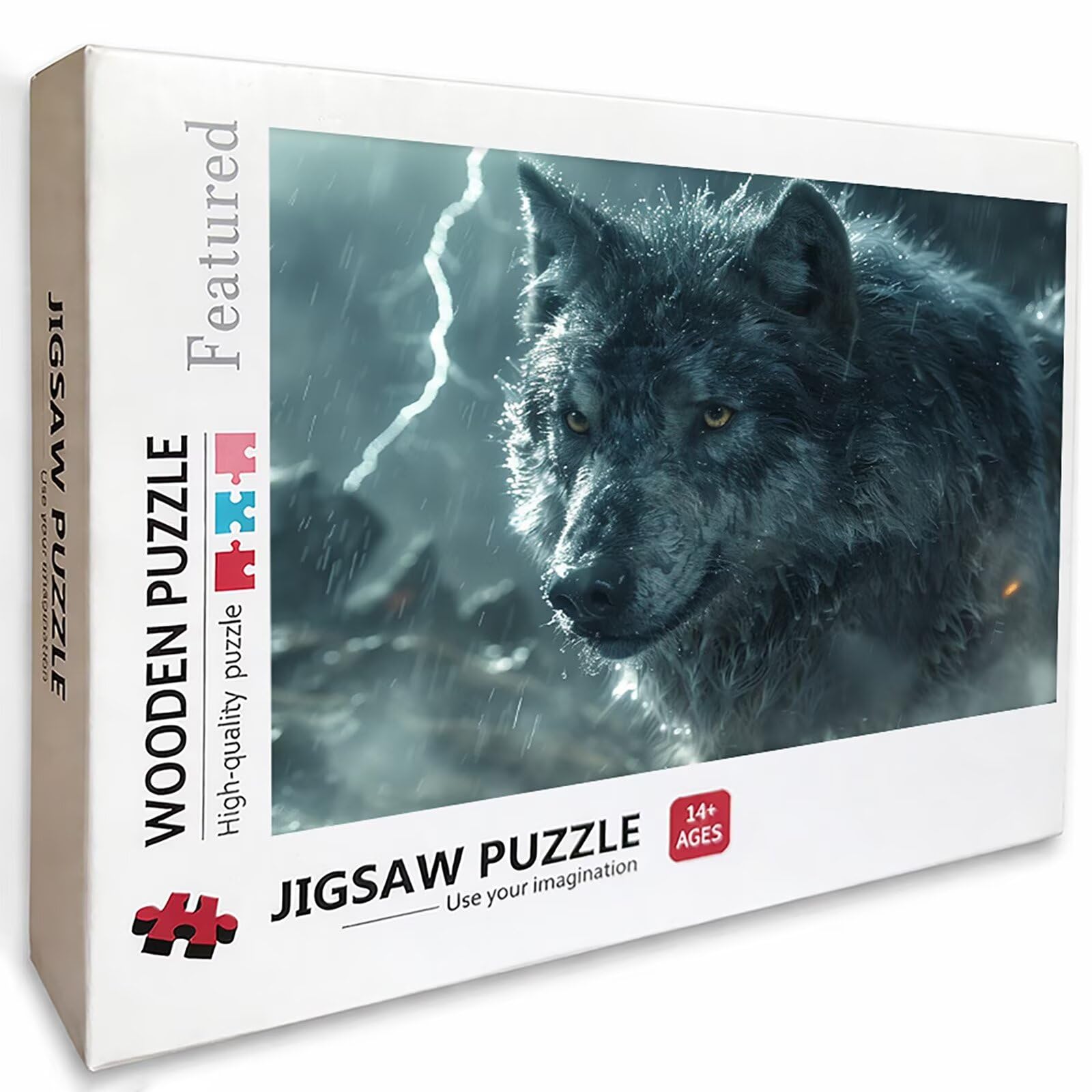 Negro Puzzle de 2000 Piezas para Adultos, Puzzle Madera con Caja 99x70cm, Rompecabezas Adultos de Alta Dificultad, DIY Juego de Rompecabezas, Pasatiempo Creativo, Decoración de Verano, (Lobo) 9-4951