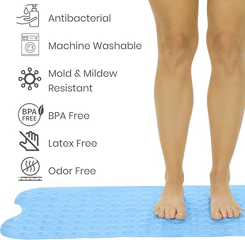 Miniatura 2 de Vive Tapete de bañera para suelos de baño y ducha, almohadilla antideslizante de goma con succión para bañera, baño, ancianos, niños, respetuosa con