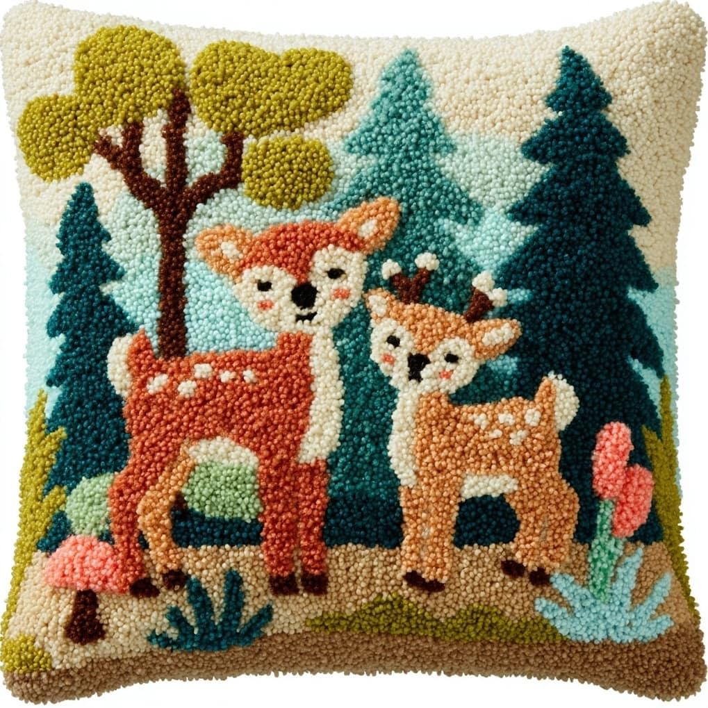 AxiangziK Latch Hook Cushion Kits for Beginners,Animals Sika Deer