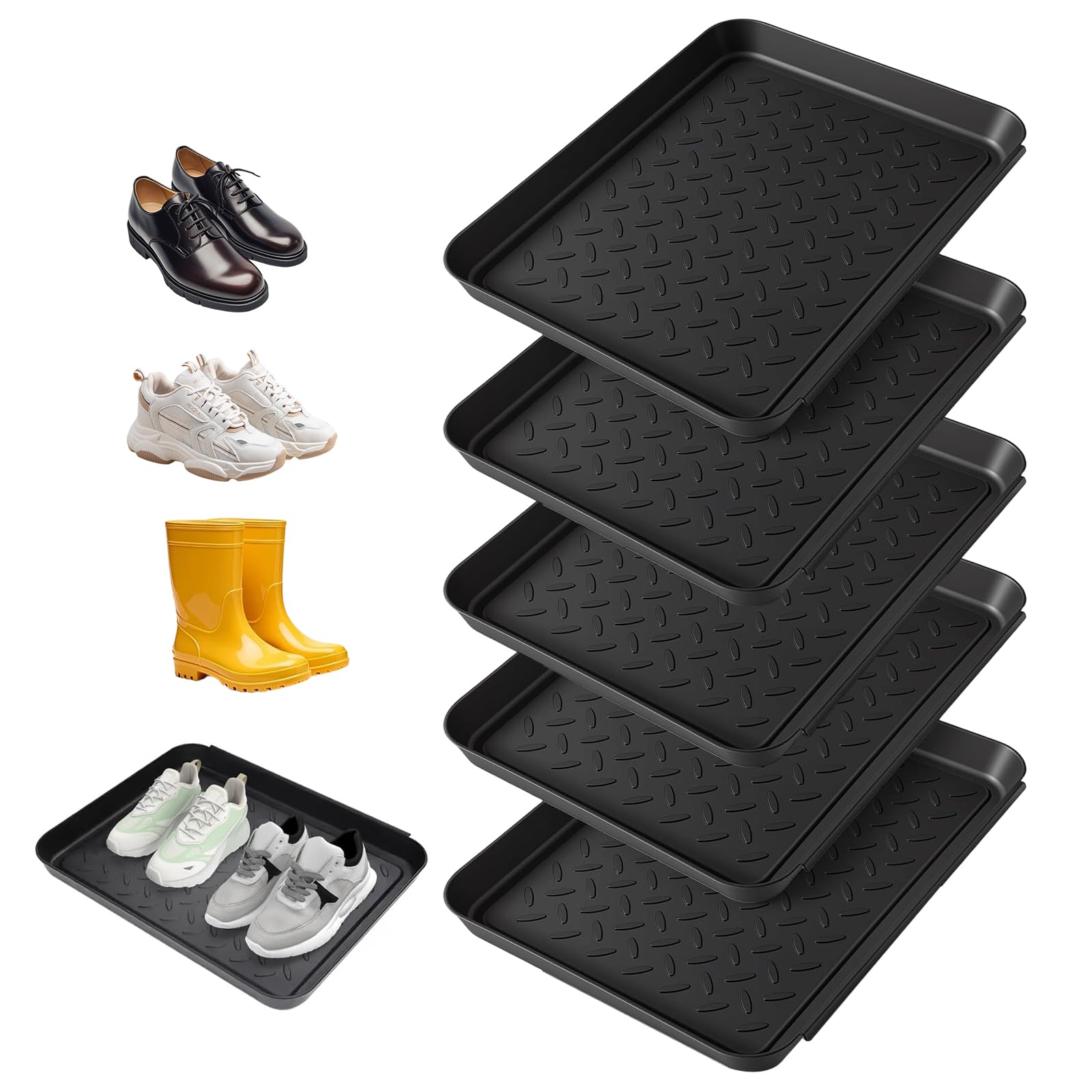Tapis d'égouttement pour chaussures contre la boue et l'eau bac plastique étanche x5