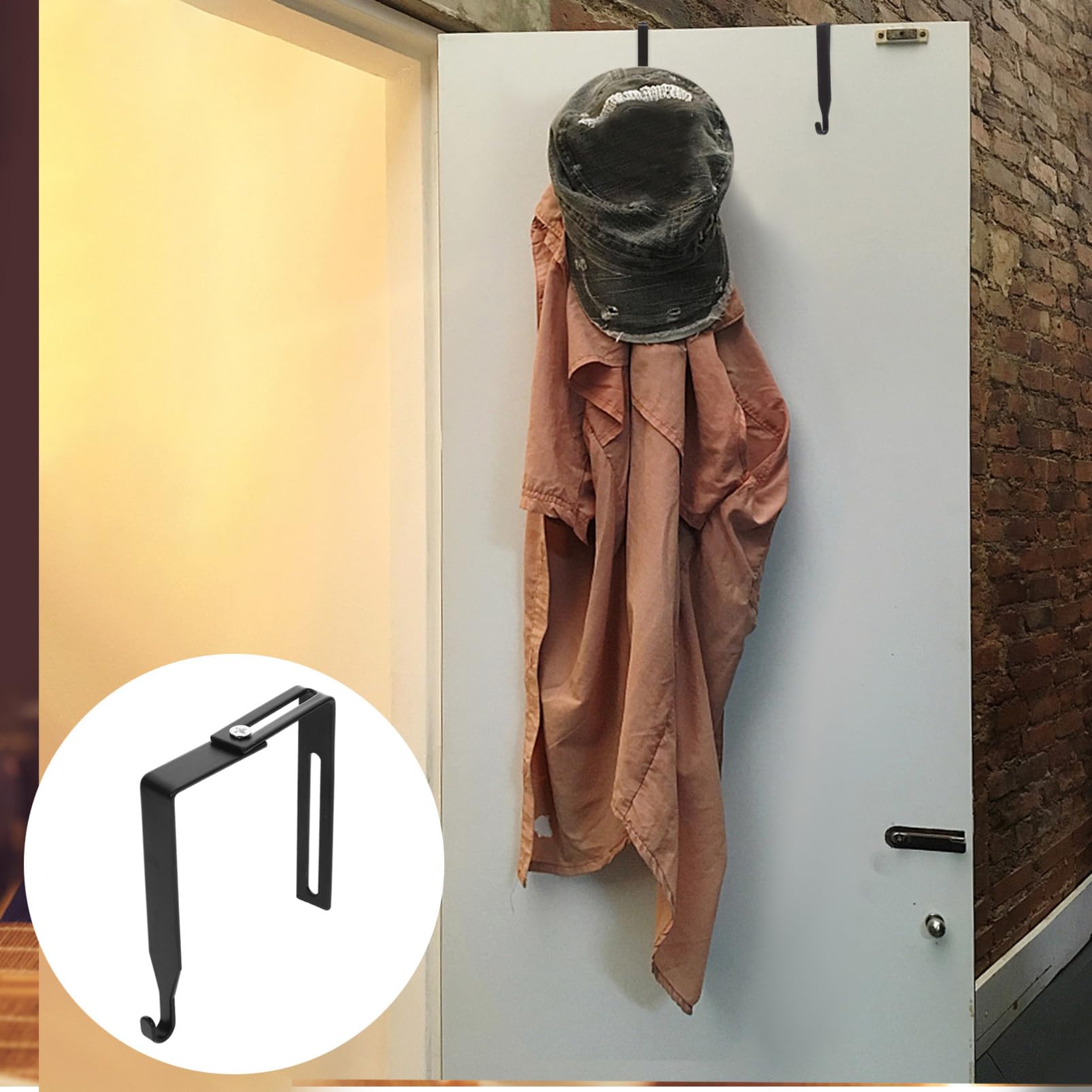 NUOBESTY 5 Ganchos Ajustables para Ropa y Perchas Divisorias, Hierro Resistente Diseño Simple, Tamaño Adaptable para Puertas y Gabinetes, Organizador Práctico para Sombreros y Bolsos Hogar