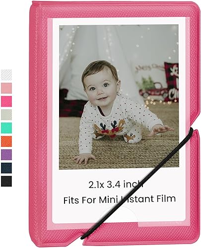 Lifting Álbum de fotos de 28 bolsillos para cámaras instantáneas Fujifilm Instax Mini 70 7s 8 8+ 9 11 25 50s 90, Polaroid PIC 300, lomógrafos (rojo