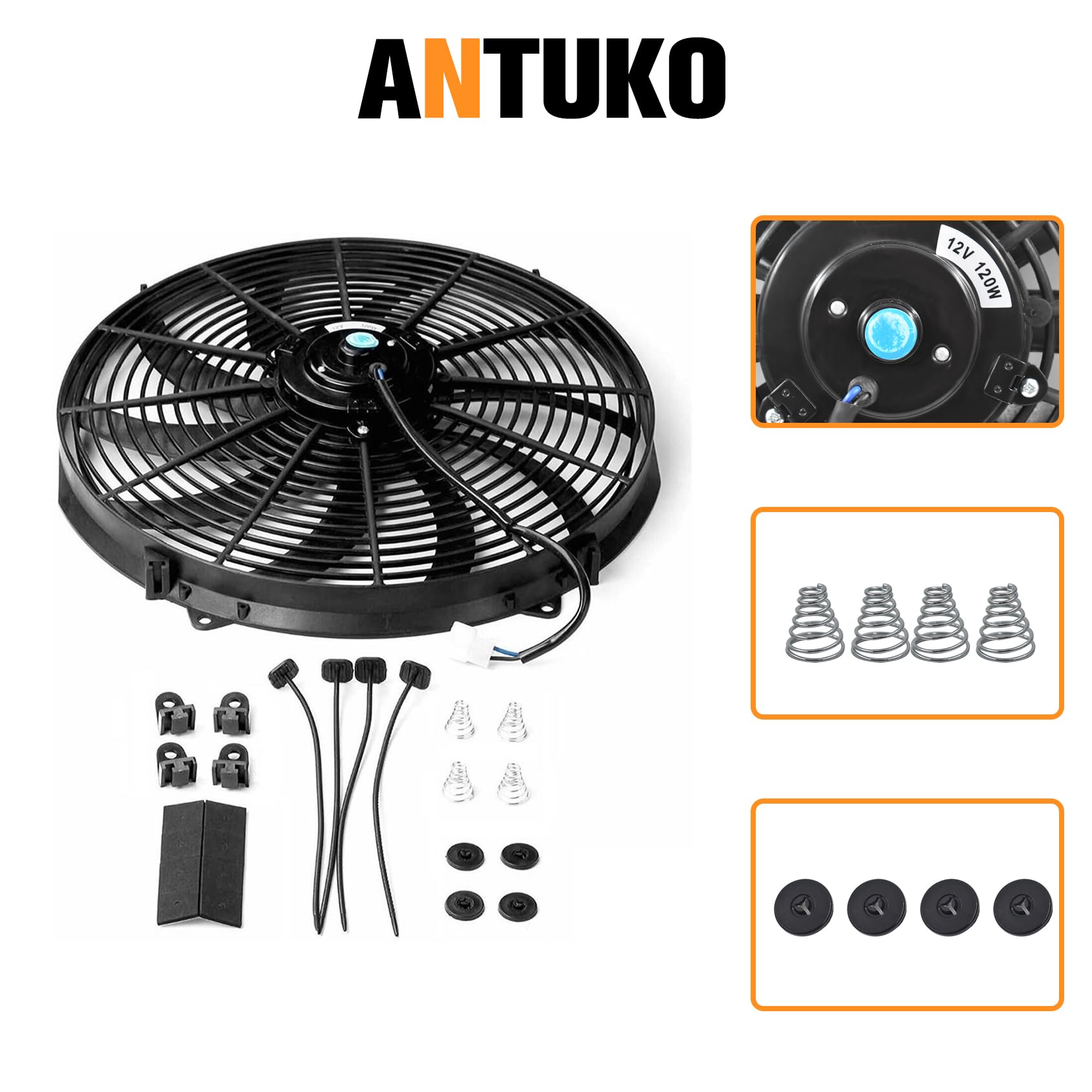 Amazon.co.jp: ANTUKO 3000 CFM 16インチ 電気ラジエーター冷却ファン