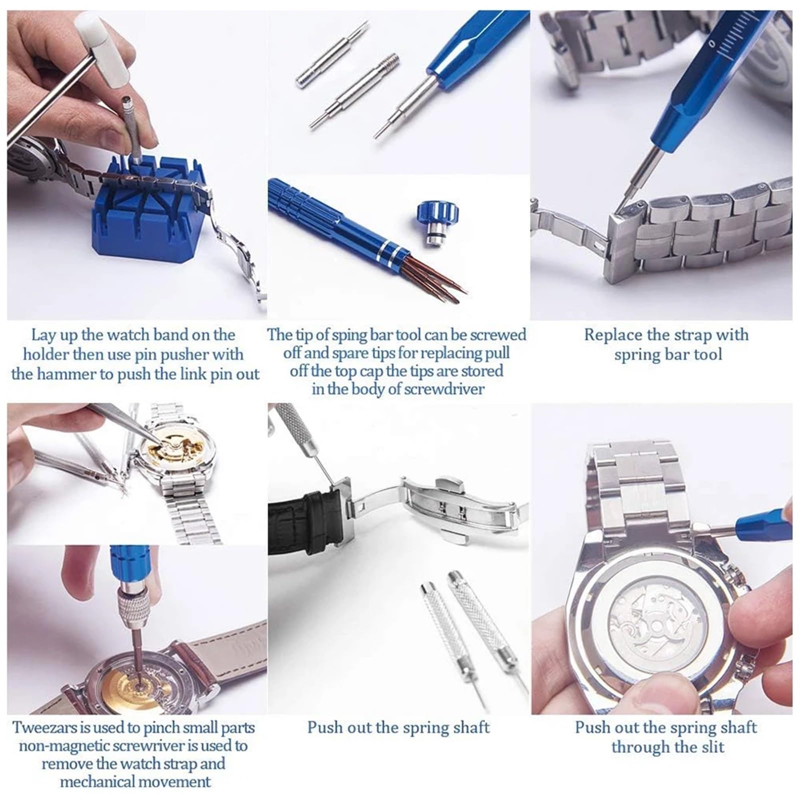 Kit de Herramientas de Cambio de Pilas for Reloj, 185 Uds., for Abrir Relojes, abridor de Carcasa Trasera, Herramienta de reparación de Relojes, Kit de relojero Profesional