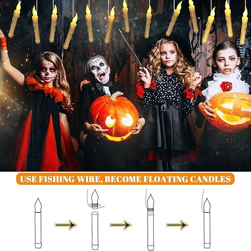 Miniatura 6 de Velas flotantes de Harry con varita mágica de Potter, luz LED parpadeante sin llama, decoración de dormitorio para fiesta en casa, iglesia, funciona