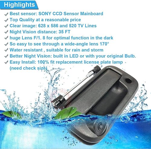 Miniatura 5 de HD Tronco Mango Vehículo Cámara Impermeable Puerta Trasera Coche Vista Trasera Copia De Seguridad Cámara De Aparcamiento Para Ford F150 F250 F350