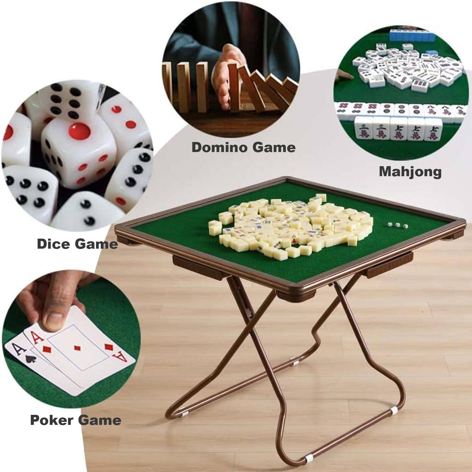 Składany stół Mahjong,wielofunkcyjny stół karciany z pluszowym blatem,stół do gry Party Gathering z uchwytami na kubki i szufladą,do kart do pokera,Mahjong,gry planszowe