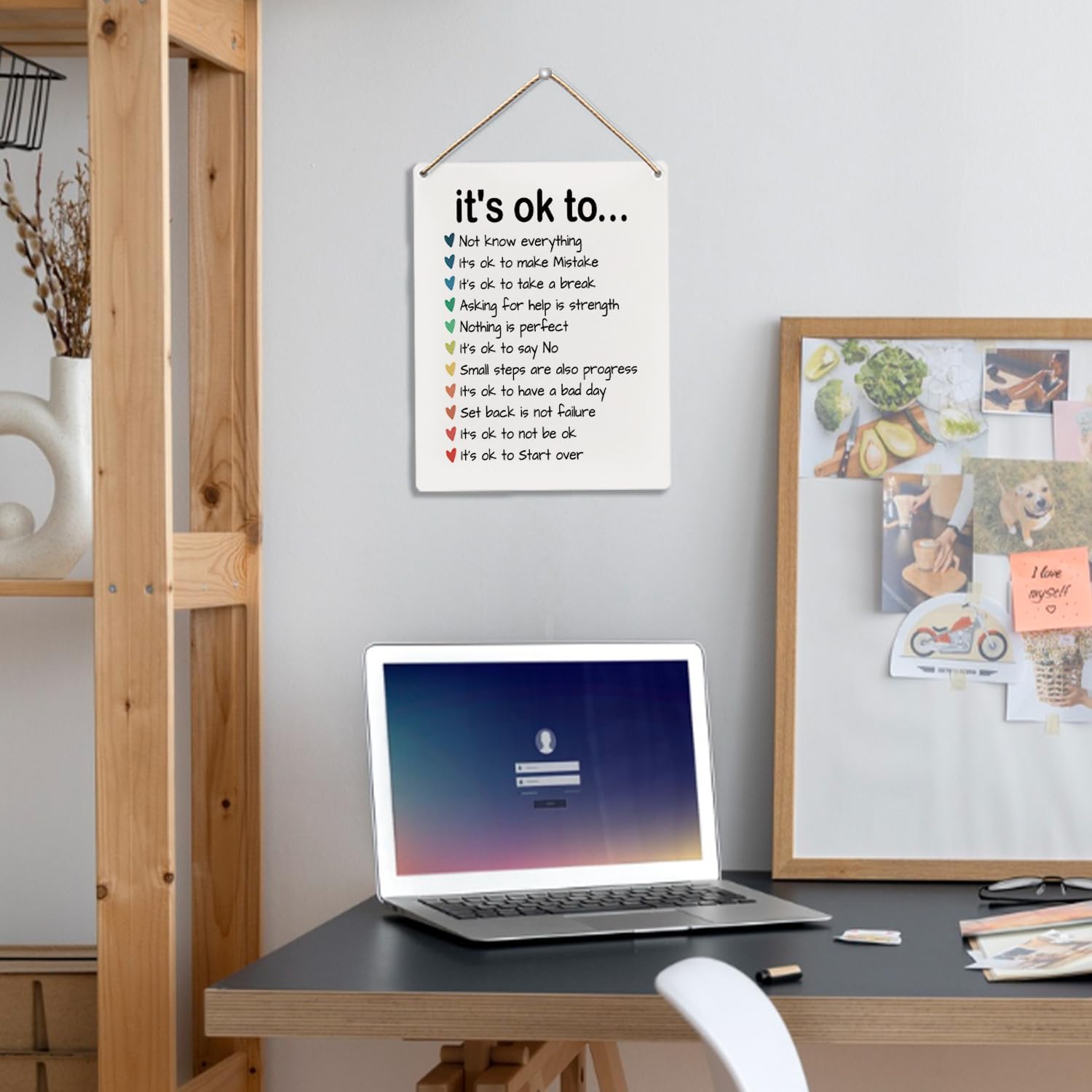 Therapist Therapy Office Wall Decor Sign,Nursery Classroom Mental Health Decor,Inspirational Motivational Therapy Wall Decoration Sign for Kids Room Bderoom,It's Okay to Art Decoration,8x10 Inch - Image 2