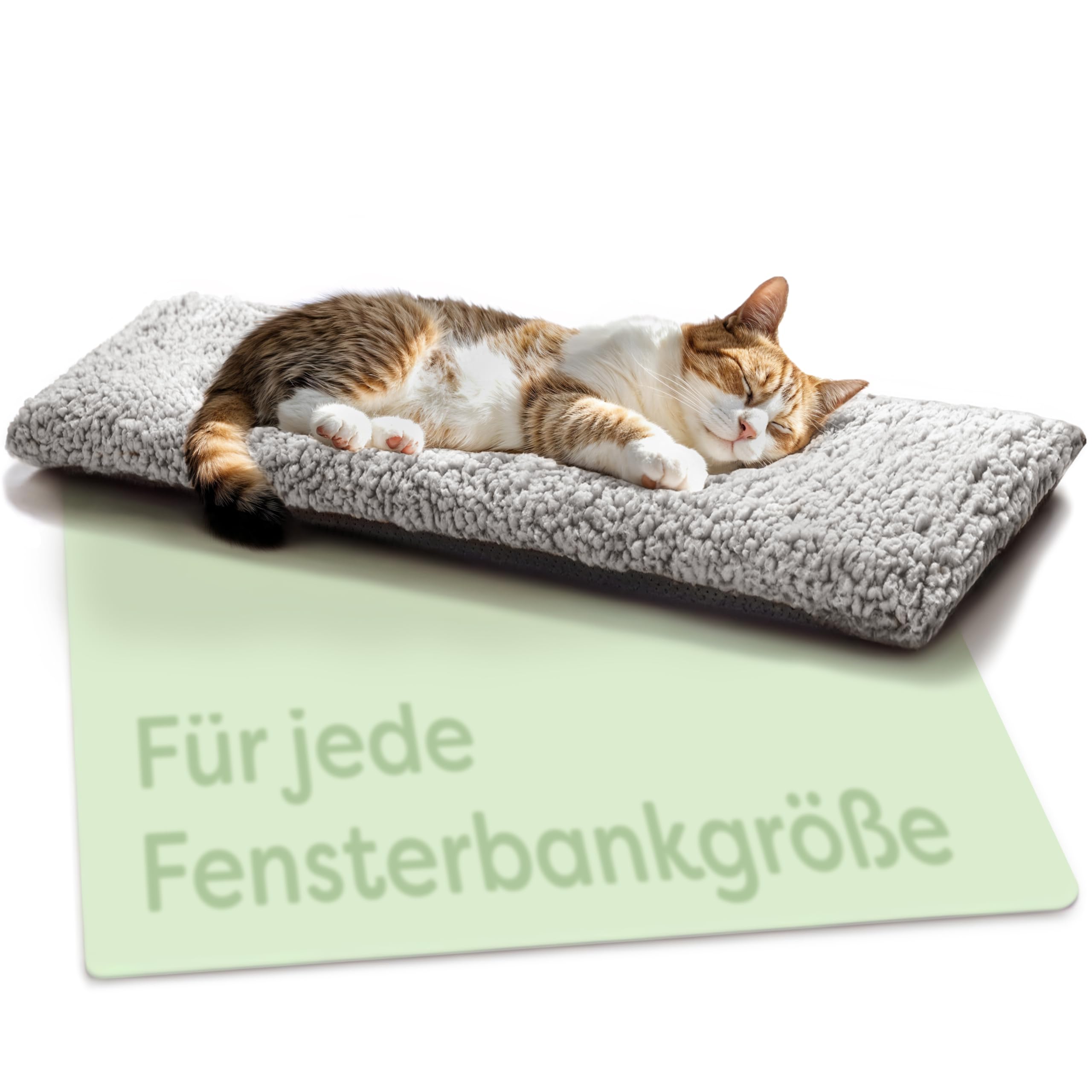 Knupis Katzen Fensterliege Fensterbank rutschfest – Selbstwärmende Katzenmatte für Fenster 90x28cm – Weich & Kuschelig – Waschbarer Bezug – Wärmedecke für Katze – Katzenliege (Grau)