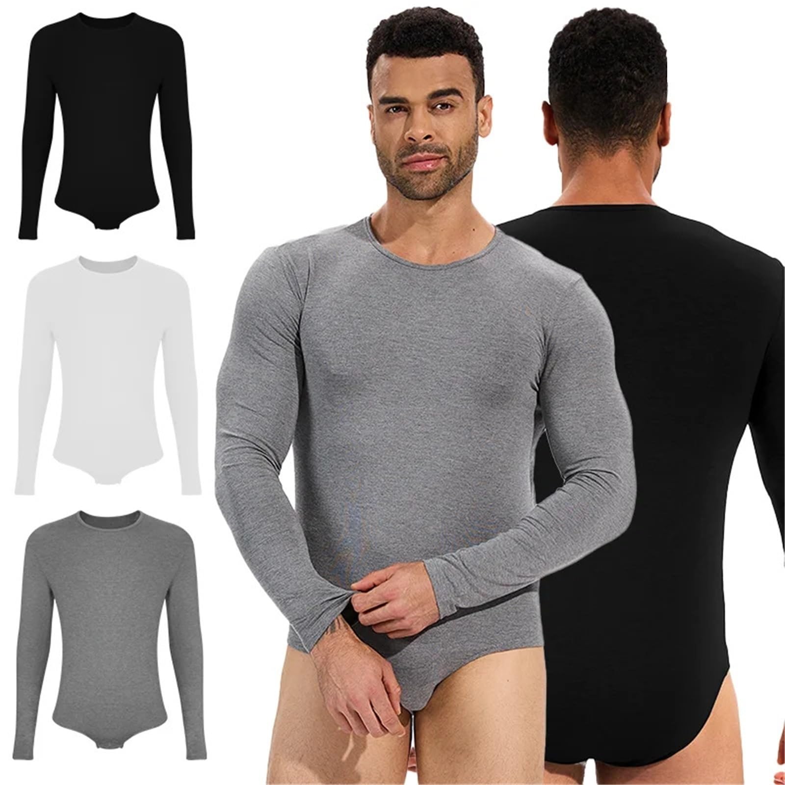 Prendas Moldeadoras Hombre Faja Moldeadora de Manga Larga for Hombre, Control Abdomen, Reductora, Faja Cuerpo Completo, Camiseta térmica Interior, Cuello Redondo